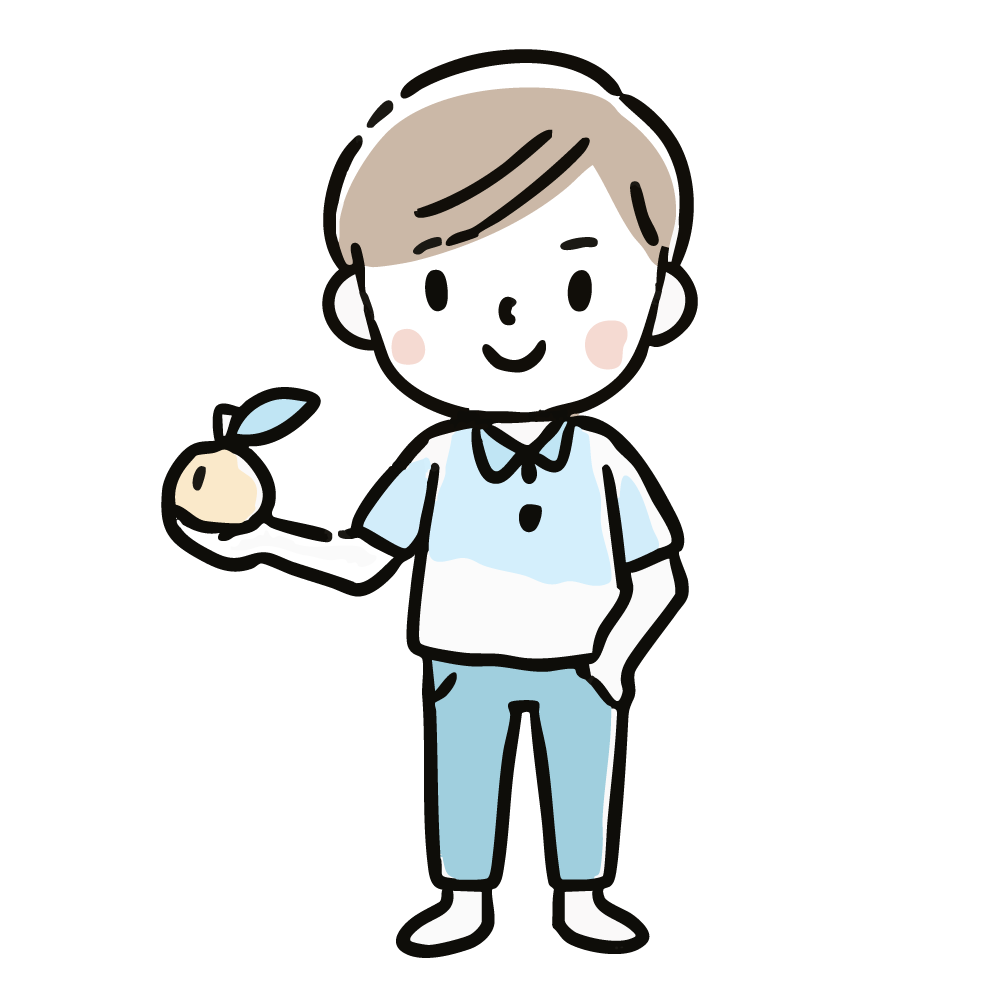 りんごを持つ男性のイラスト