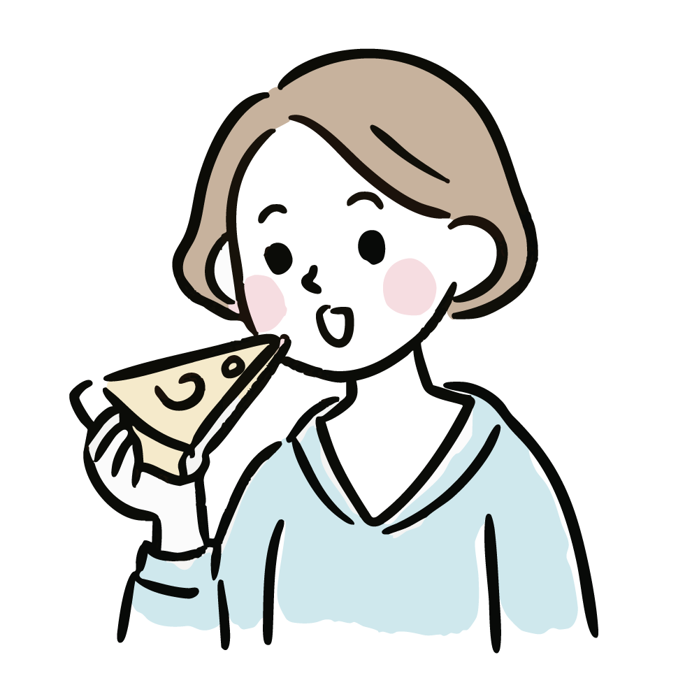 ケーキを食べる女性のイラスト