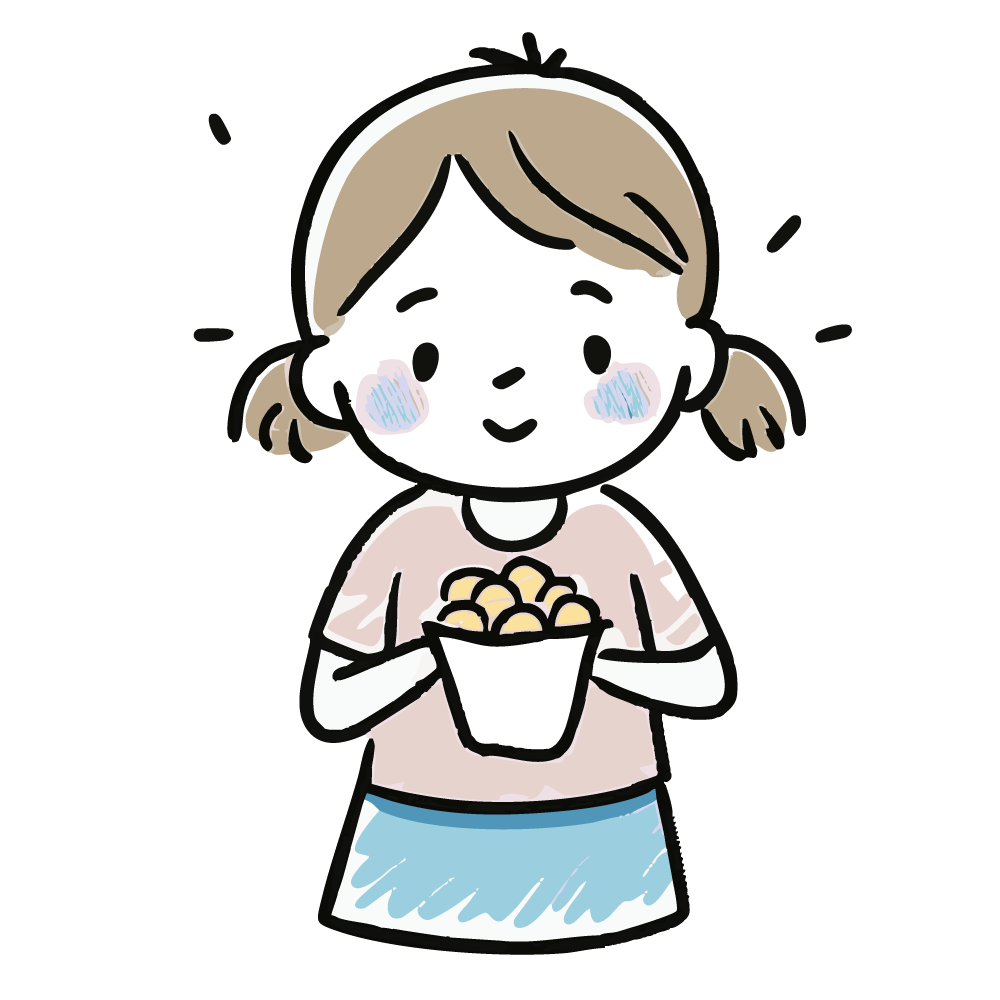 お菓子を持つ女の子のイラスト