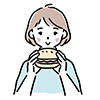 ハンバーガーを食べる女性のイラスト