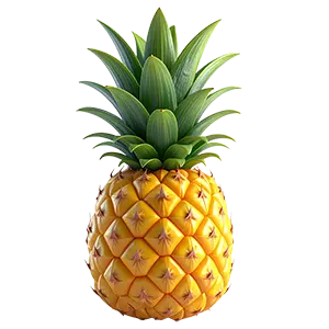 丸ごとパイナップルの3Dイラスト。南国イメージに最適なトロピカルフルーツ素材