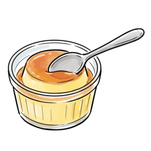 ガラスカップに入った美味しそうなプリンのイラスト｜商用OK・登録不要の無料素材